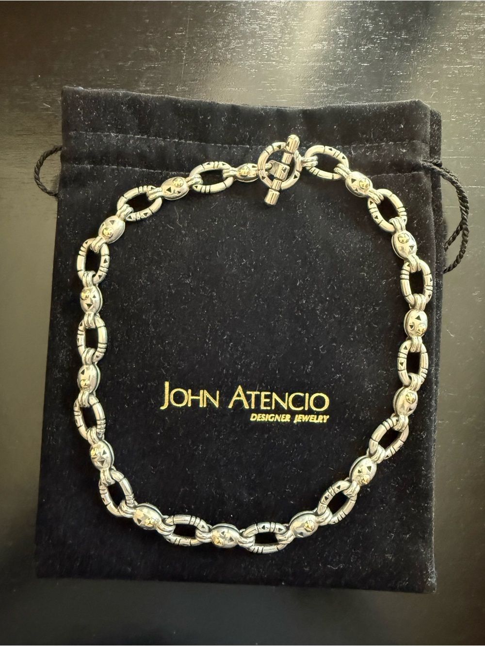 John Atencio- Silver Linked Toggle Necklace - Silver